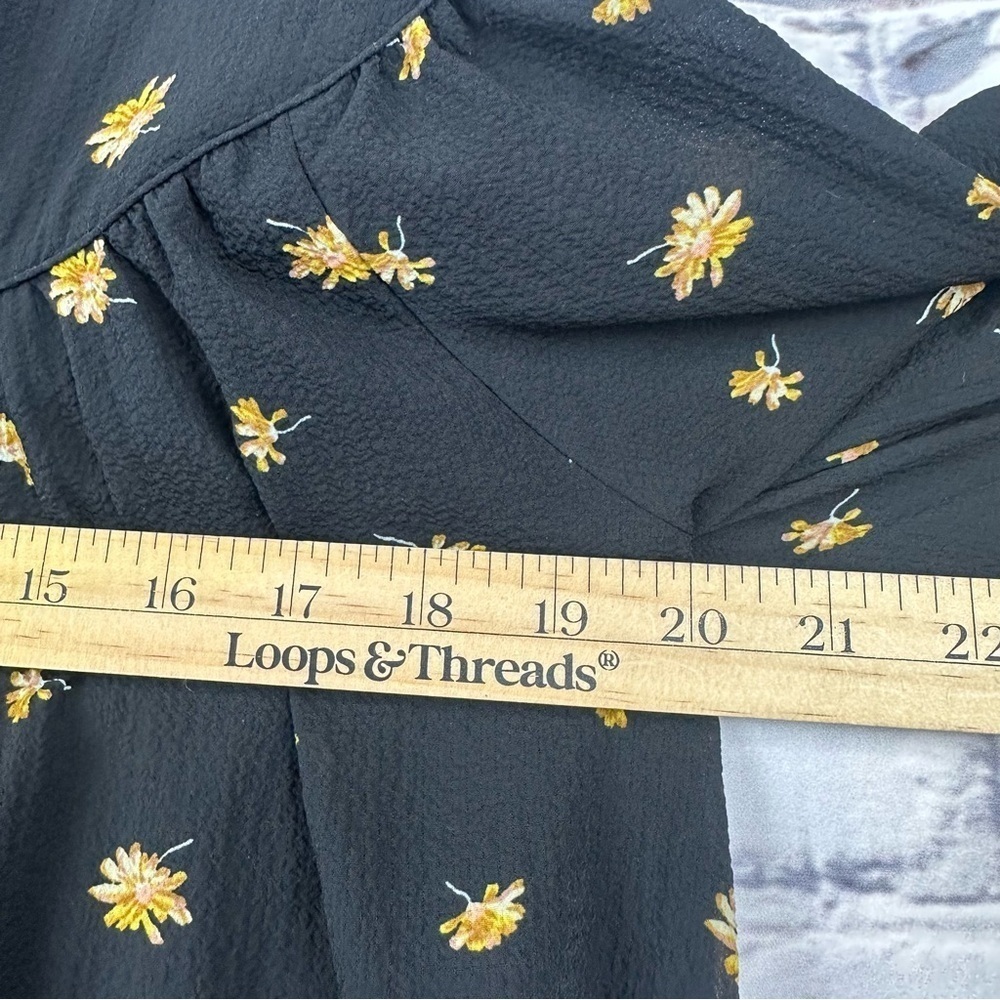 Madewell Tie-Waist Mini Dress in French Daisies Black Womens XS Floral Prairie - Picture 12 of 14